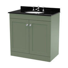 Nuie Classique 800mm Floor Standing 2 Door Vanity & Marble Top 3th Traditional Satin Green MFC Painted Matt 814x820x463mm - CLC826BR3 - JJ Building Materials