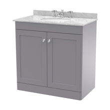 Nuie Classique 800mm Floor Standing 2 Door Vanity & Marble Top 3th Traditional Satin Grey MFC Painted Matt 814x820x463mm - CLC226GR3 - JJ Building Materials