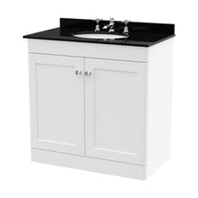 Nuie Classique 800mm Floor Standing 2 Door Vanity & Marble Top 3th Traditional Satin White MFC Painted Matt 814x820x463mm - CLC126BR3 - JJ Building Materials