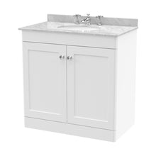 Nuie Classique 800mm Floor Standing 2 Door Vanity & Marble Top 3th Traditional Satin White MFC Painted Matt 814x820x463mm - CLC126GR3 - JJ Building Materials