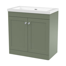 Nuie Classique 800mm Floor Standing 2-door Vanity With Basin - 0 Tap Hole Traditional Satin Green Fireclay 845x813x462mm - JJ Building Materials