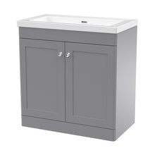 Nuie Classique 800mm Floor Standing 2-door Vanity With Basin - 0 Tap Hole Traditional Satin Grey Fireclay 845x813x462mm - JJ Building Materials