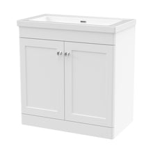 Nuie Classique 800mm Floor Standing 2-door Vanity With Basin - 0 Tap Hole Traditional Satin White Fireclay 845x813x462mm - JJ Building Materials