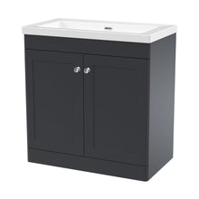 Nuie Classique 800mm Floor Standing 2-door Vanity With Basin - 0 Tap Hole Traditional Soft Black Fireclay 845x813x462mm - JJ Building Materials