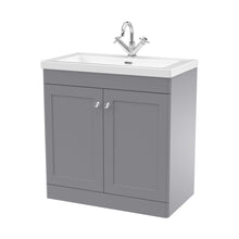 Nuie Classique 800mm Floor Standing 2-door Vanity With Basin - 1 Tap Hole Traditional Satin Grey Fireclay 845x813x462mm - JJ Building Materials