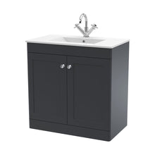 Nuie Classique 800mm Floor Standing 2-door Vanity With Basin - 1 Tap Hole Traditional Soft Black Vitreous China 818x805x460mm - JJ Building Materials