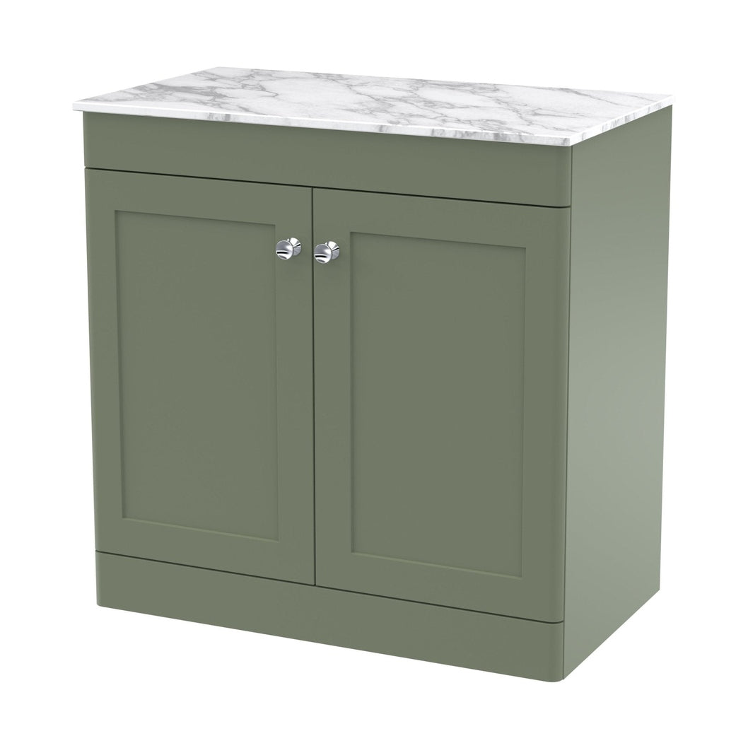 Nuie Classique 800mm Floor Standing 2-door Vanity With Marble Top Traditional Satin Green Natural Marble 818x810x460mm - CLC826CMT - JJ Building Materials