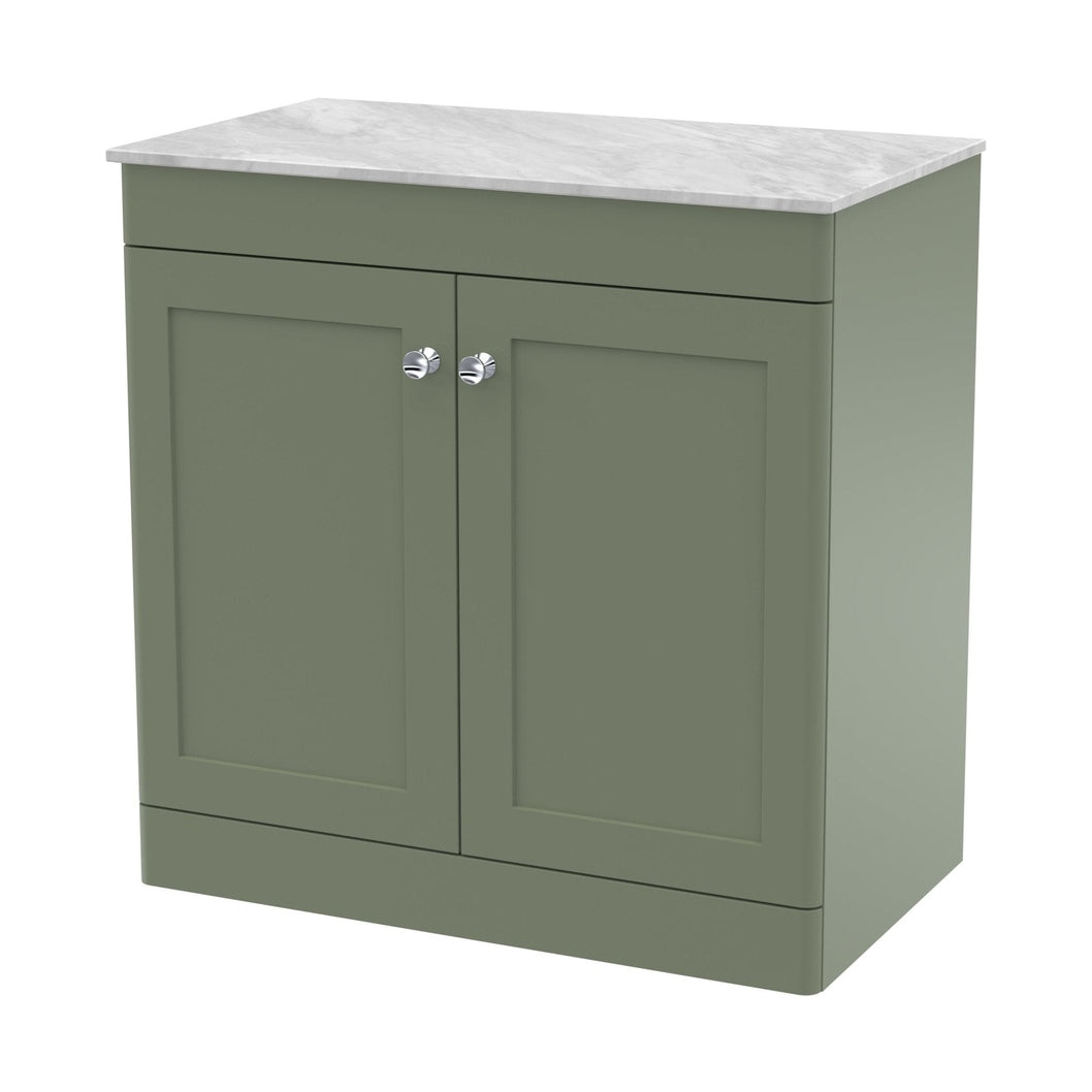 Nuie Classique 800mm Floor Standing 2-door Vanity With Marble Top Traditional Satin Green Natural Marble 818x810x460mm - CLC826GMT - JJ Building Materials