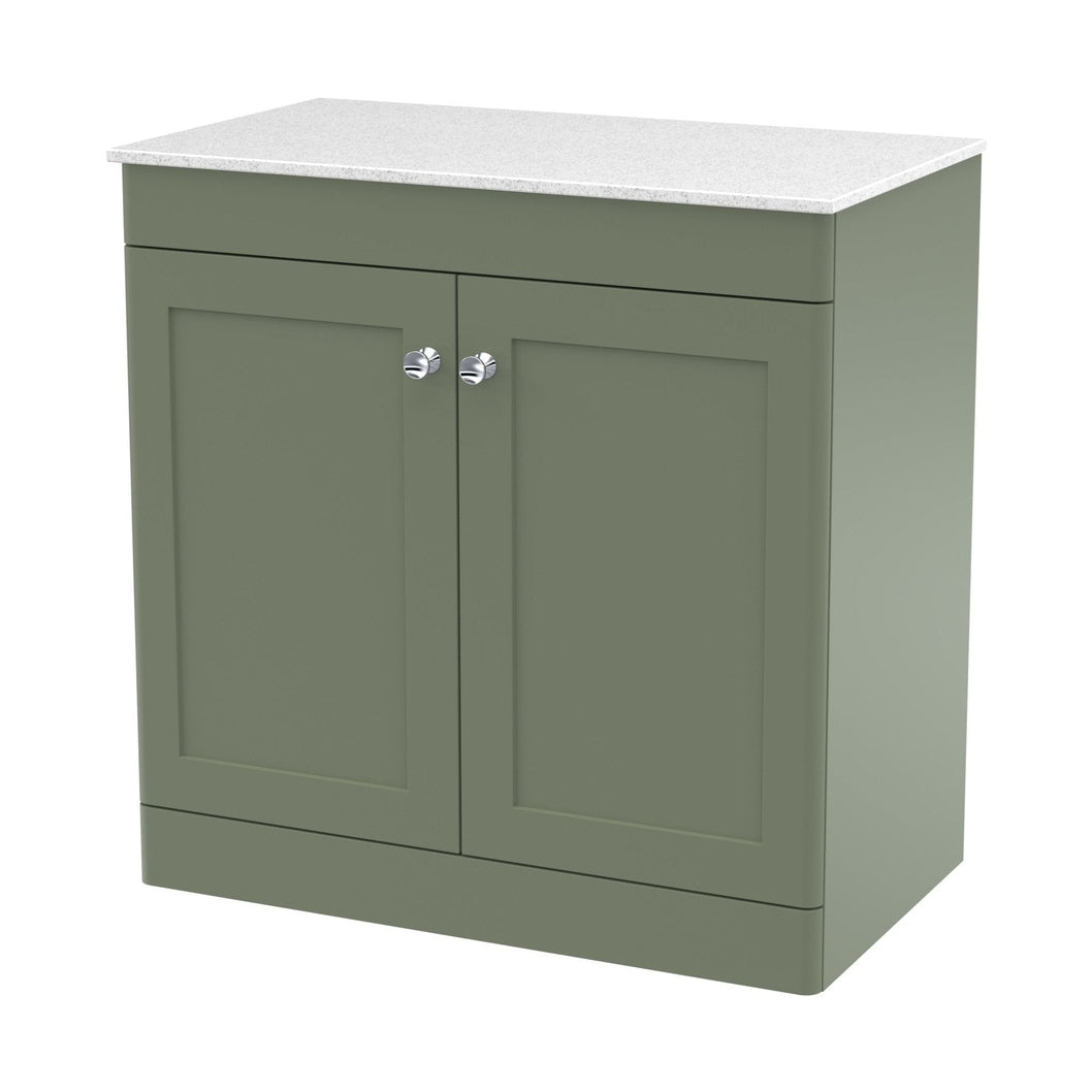 Nuie Classique 800mm Floor Standing 2-door Vanity With Marble Top Traditional Satin Green Natural Marble 818x810x460mm - CLC826WMT - JJ Building Materials