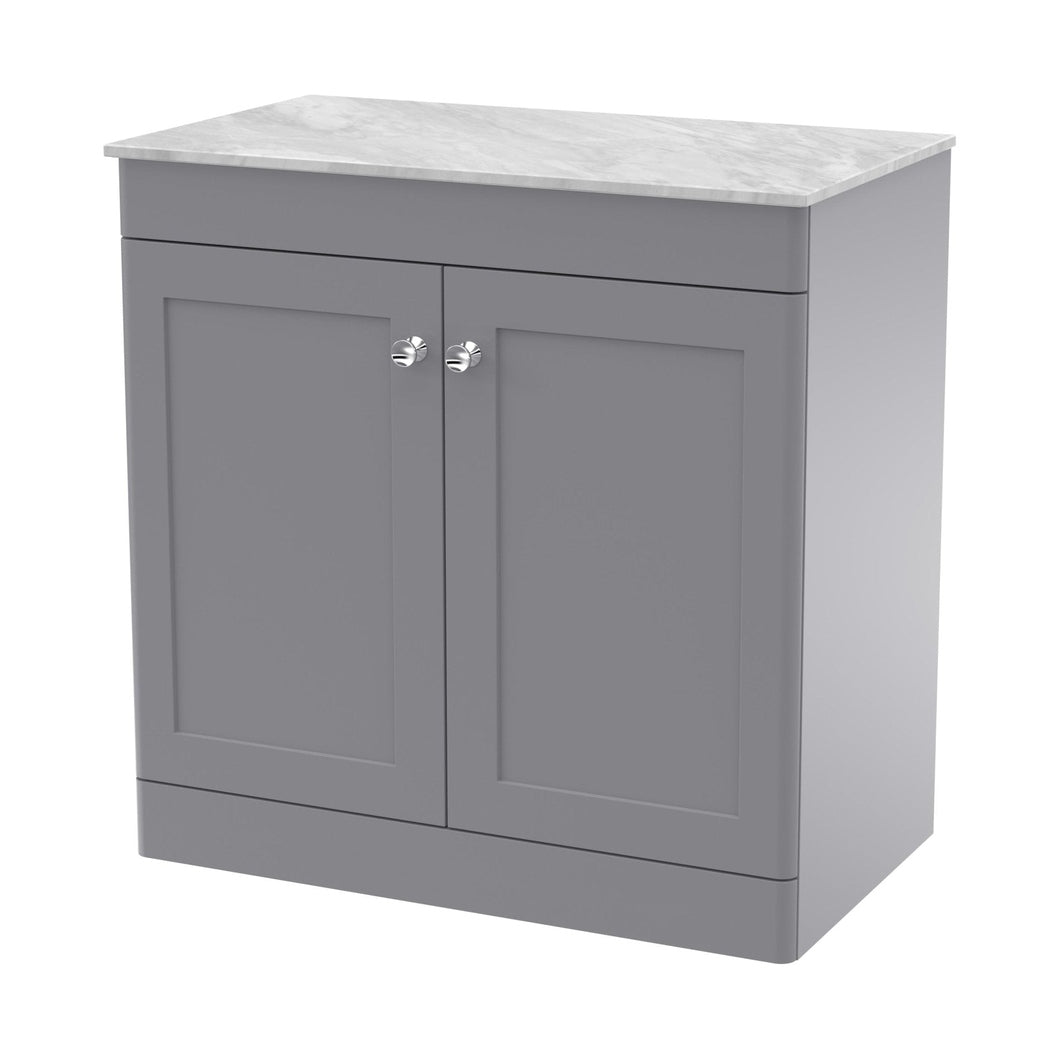 Nuie Classique 800mm Floor Standing 2-door Vanity With Marble Top Traditional Satin Grey Natural Marble 818x810x460mm - CLC226GMT - JJ Building Materials
