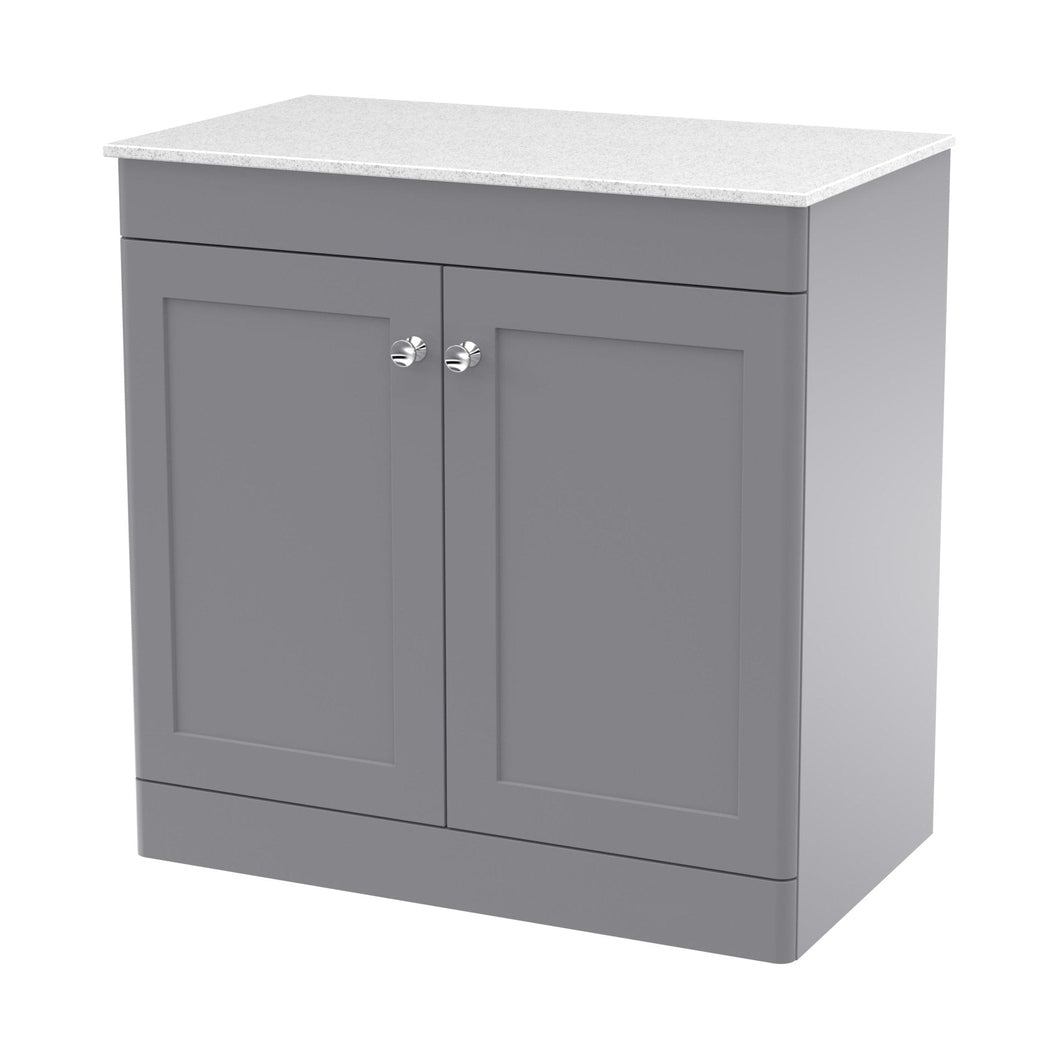 Nuie Classique 800mm Floor Standing 2-door Vanity With Marble Top Traditional Satin Grey Natural Marble 818x810x460mm - CLC226WMT - JJ Building Materials