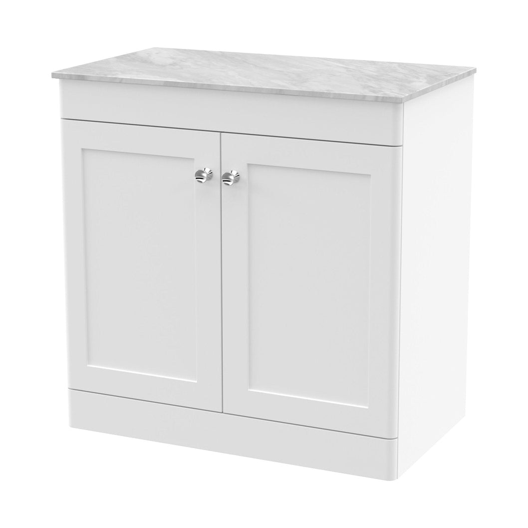 Nuie Classique 800mm Floor Standing 2-door Vanity With Marble Top Traditional Satin White Natural Marble 818x810x460mm - CLC126GMT - JJ Building Materials