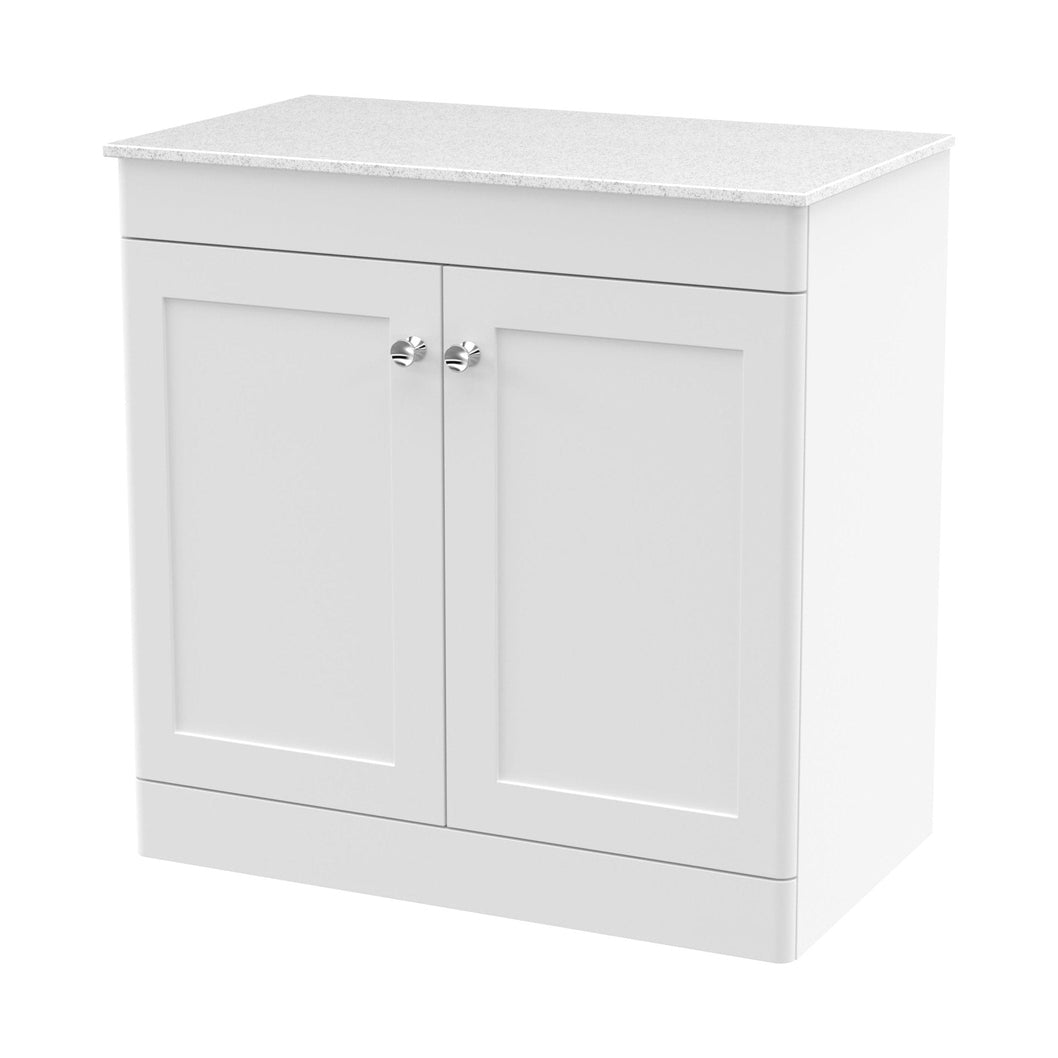 Nuie Classique 800mm Floor Standing 2-door Vanity With Marble Top Traditional Satin White Natural Marble 818x810x460mm - CLC126WMT - JJ Building Materials