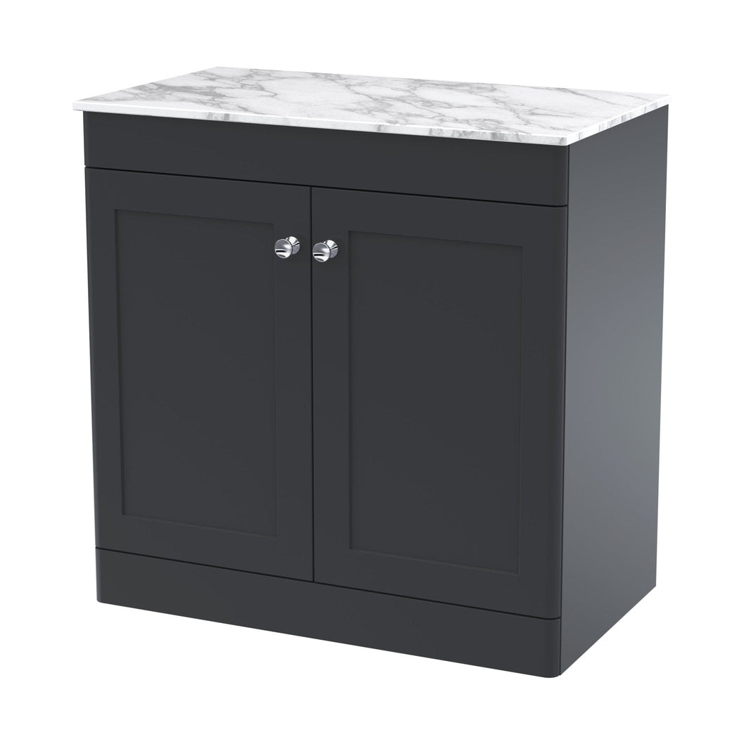 Nuie Classique 800mm Floor Standing 2-door Vanity With Marble Top Traditional Soft Black Natural Marble 818x810x460mm - CLC1426CMT - JJ Building Materials