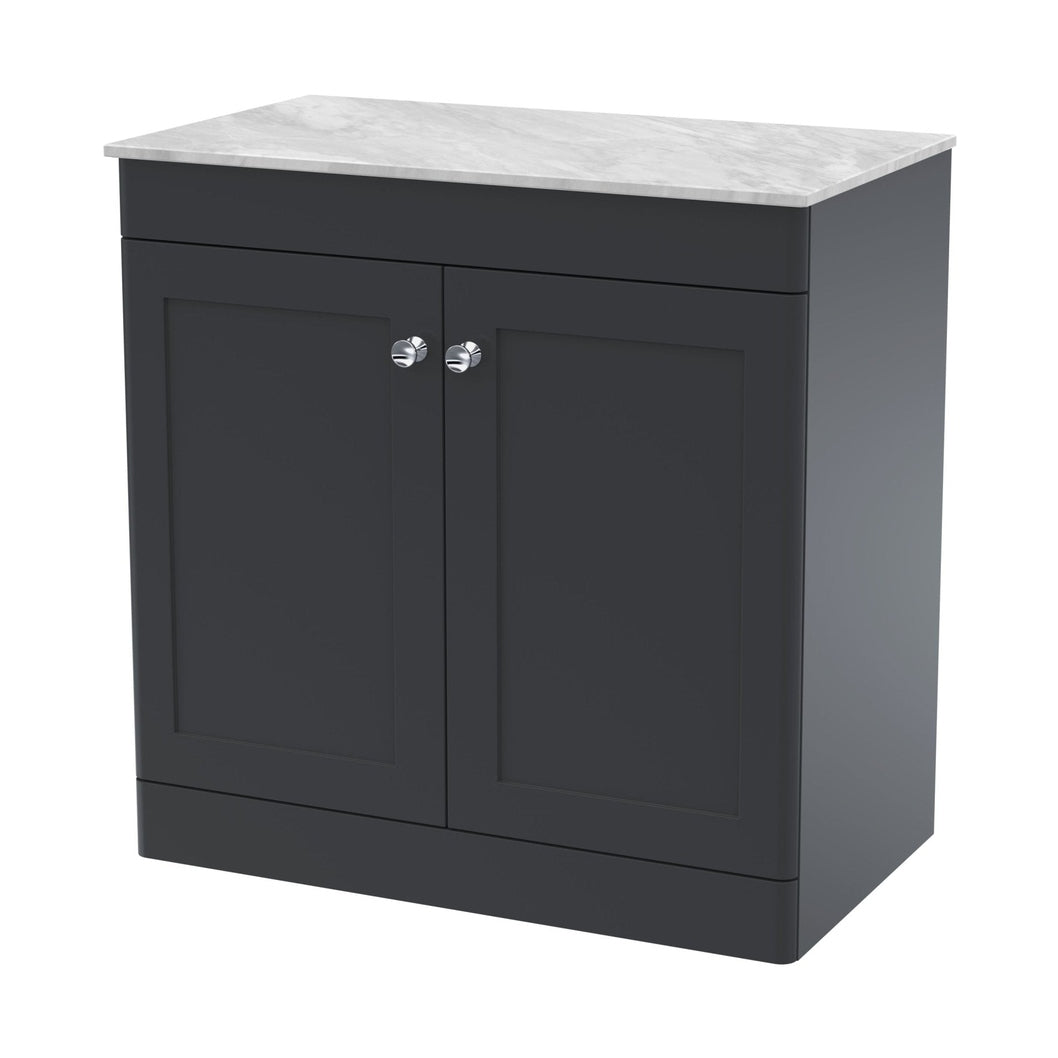 Nuie Classique 800mm Floor Standing 2-door Vanity With Marble Top Traditional Soft Black Natural Marble 818x810x460mm - CLC1426GMT - JJ Building Materials