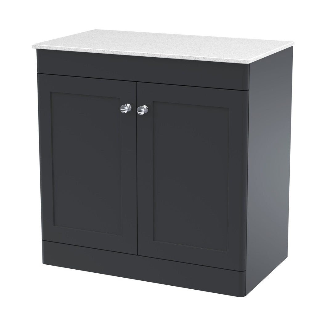 Nuie Classique 800mm Floor Standing 2-door Vanity With Marble Top Traditional Soft Black Natural Marble 818x810x460mm - CLC1426WMT - JJ Building Materials