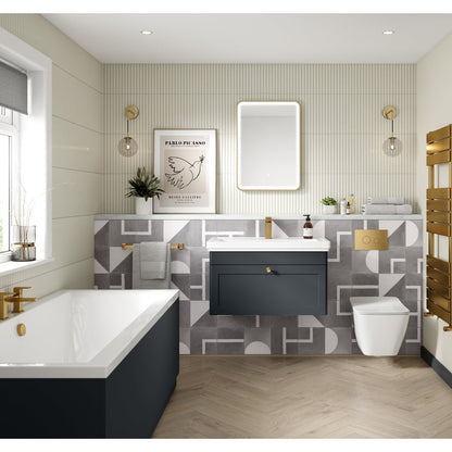 Nuie Classique 800mm Wall Hung 1-drawer Vanity & Basin 1th Traditional Soft Black MFC Painted Matt 496x830x470mm - JJ Building Materials