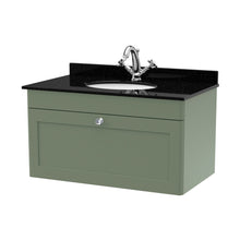 Nuie Classique 800mm Wall Hung 1 Drawer Vanity & Marble Top 1th Traditional Satin Green MFC Painted Matt 445x820x463mm - CLC896BR1 - JJ Building Materials
