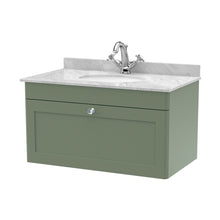 Nuie Classique 800mm Wall Hung 1 Drawer Vanity & Marble Top 1th Traditional Satin Green MFC Painted Matt 445x820x463mm - CLC896GR1 - JJ Building Materials