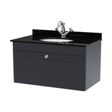 Nuie Classique 800mm Wall Hung 1 Drawer Vanity & Marble Top 1th Traditional Soft Black MFC Painted Matt 445x820x463mm - CLC1496BR1 - JJ Building Materials