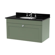 Nuie Classique 800mm Wall Hung 1 Drawer Vanity & Marble Top 3th Traditional Satin Green MFC Painted Matt 445x820x463mm - CLC896BR3 - JJ Building Materials