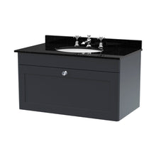Nuie Classique 800mm Wall Hung 1 Drawer Vanity & Marble Top 3th Traditional Soft Black MFC Painted Matt 445x820x463mm - CLC1496BR3 - JJ Building Materials