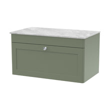 Nuie Classique 800mm Wall Hung Single Drawer Vanity With Marble Top Traditional Satin Green Natural Marble 449x810x460mm - CLC896GMT - JJ Building Materials