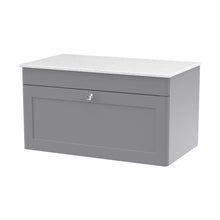 Nuie Classique 800mm Wall Hung Single Drawer Vanity With Marble Top Traditional Satin Grey Natural Marble 449x810x460mm - CLC296WMT - JJ Building Materials