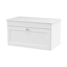 Nuie Classique 800mm Wall Hung Single Drawer Vanity With Marble Top Traditional Satin White Natural Marble 449x810x460mm - CLC196WMT - JJ Building Materials