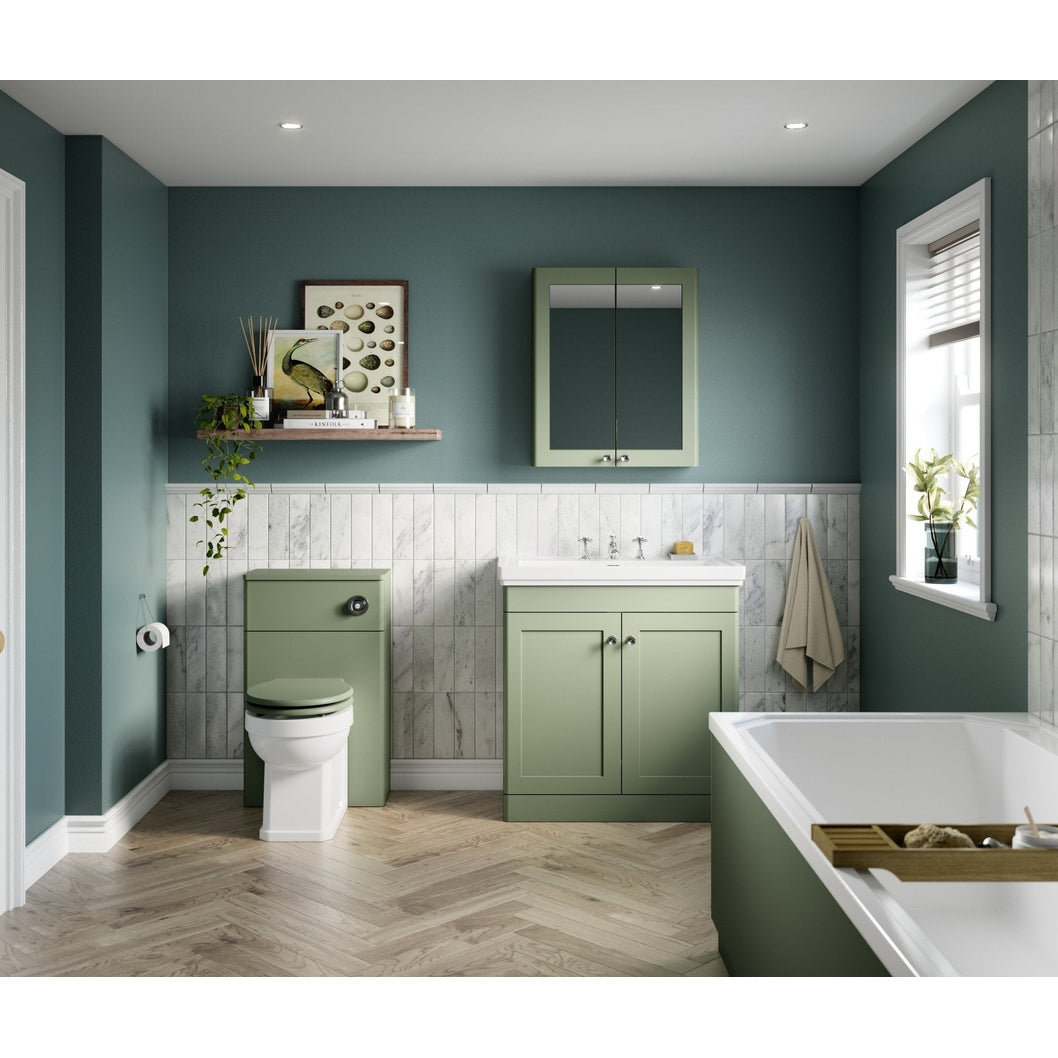 Nuie Classique Soft Close Wooden Toilet Seat Traditional Satin Green MDF Vinyl,zinc Alloy 60x350x451mm - JJ Building Materials