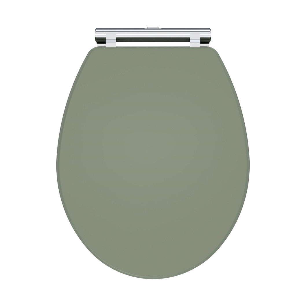 Nuie Classique Soft Close Wooden Toilet Seat Traditional Satin Green MDF Vinyl,zinc Alloy 60x350x451mm - JJ Building Materials