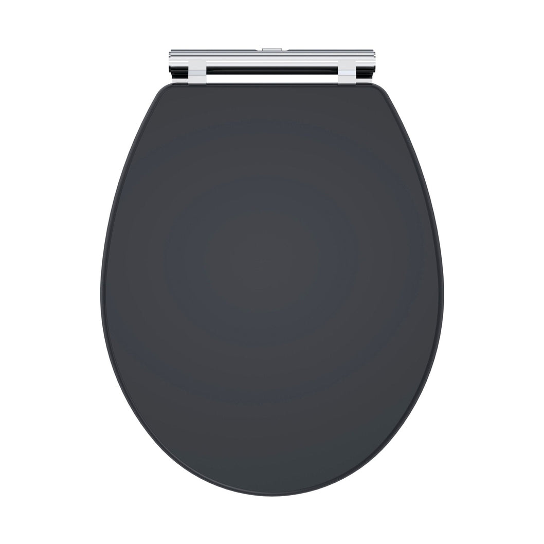 Nuie Classique Soft Close Wooden Toilet Seat Traditional Soft Black MDF Vinyl,zinc Alloy 60x350x451mm - JJ Building Materials