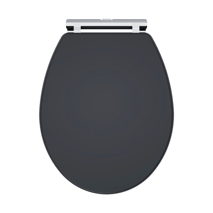Nuie Classique Soft Close Wooden Toilet Seat Traditional Soft Black MDF Vinyl,zinc Alloy 60x350x451mm - JJ Building Materials
