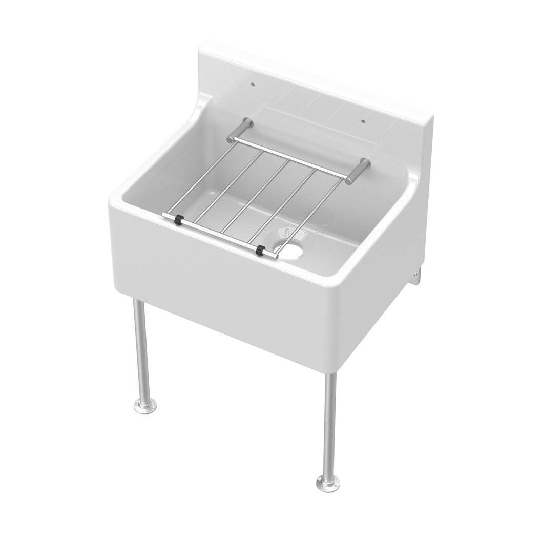 Nuie Cleaner Sink Inc Legs & Bracket 515x382x393 Traditional White Fireclay 382x515x393mm - JJ Building Materials