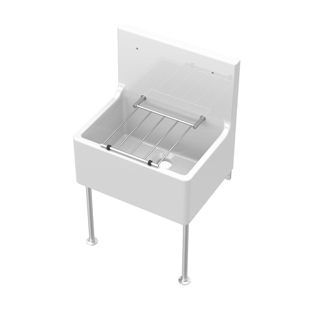 Nuie Cleaner Sink Inc Legs & Bracket 515x535x393 Traditional White Fireclay 535x515x393mm - JJ Building Materials