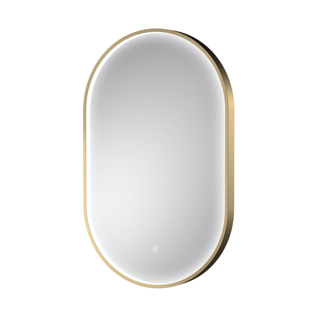 Nuie Columba Brushed Brass Frame Led Mirror - 800 X 500mm Contemporary Aluminium 800x500x47mm - JJ Building Materials