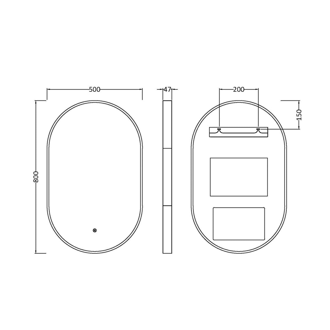 Nuie Columba Polished Chrome Frame Led Mirror - 800 X 500mm Contemporary Aluminium 800x500x47mm - JJ Building Materials