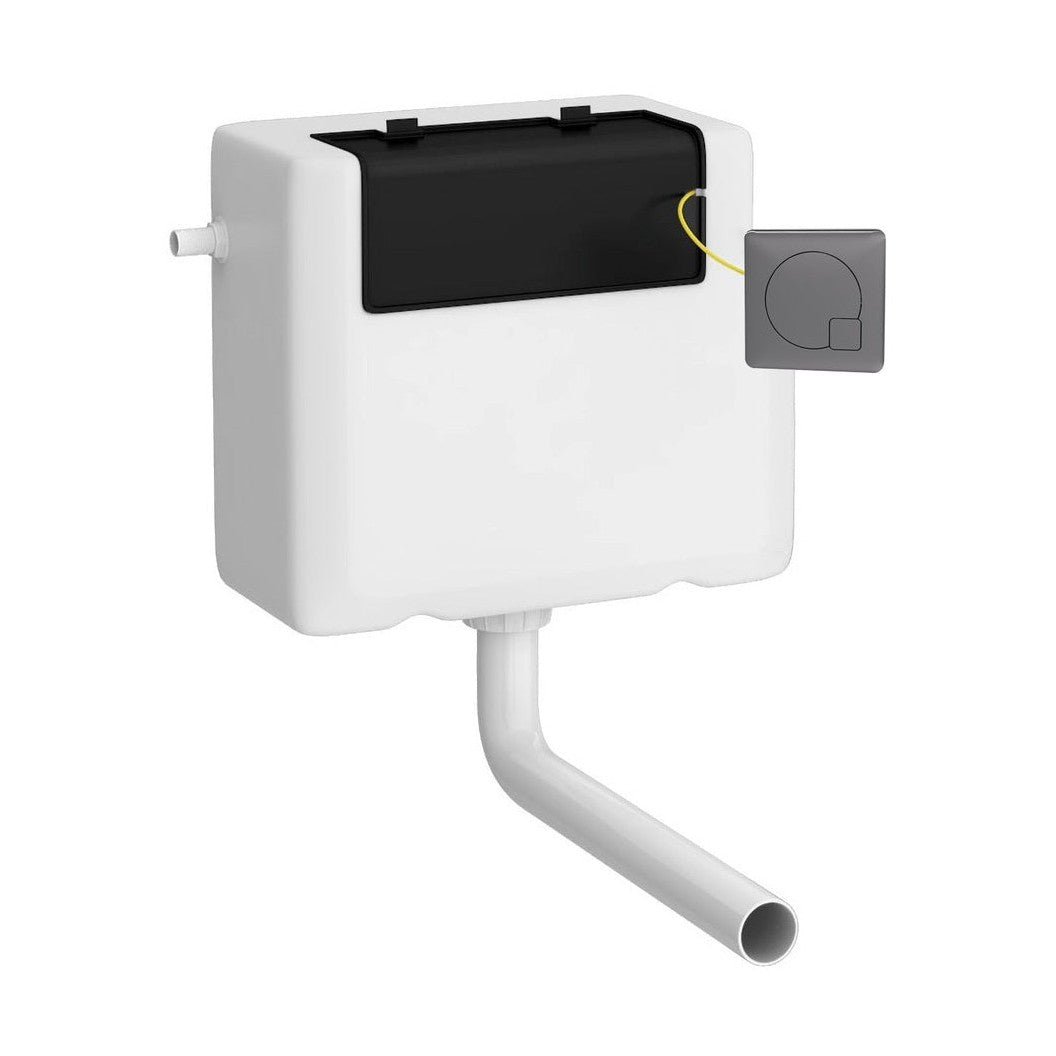 Nuie Concealed Cistern & Square Push Button Contemporary Brushed Pewter Polyethylene 296x230x142mm - JJ Building Materials