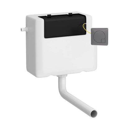 Nuie Concealed Cistern & Square Push Button Contemporary Brushed Pewter Polyethylene 296x230x142mm - JJ Building Materials