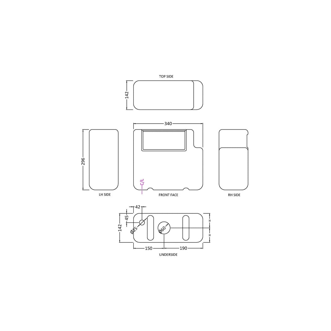 Nuie Concealed Cisterns And Frames Dual Flush Concealed Cistern - Bottom Outlet Contemporary White Polyethylene 296x340x142mm - JJ Building Materials