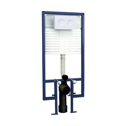 Nuie Concealed Cisterns And Frames Dual Flush Concealed Cistern Frame Round Plate Contemporary Matt White Stainless Steel 1136x520x204mm - JJ Building Materials