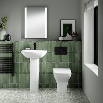 Nuie Concealed Cisterns And Frames Dual Flush Concealed Cistern Frame Square Plate Contemporary Matt Black Stainless Steel 1136x520x204mm - JJ Building Materials