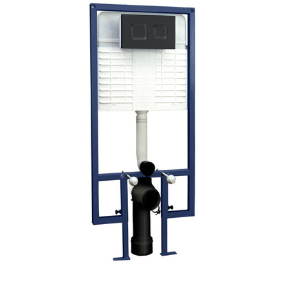Nuie Concealed Cisterns And Frames Dual Flush Concealed Cistern Frame Square Plate Contemporary Matt Black Stainless Steel 1136x520x204mm - JJ Building Materials