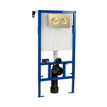 Nuie Concealed Cisterns And Frames Dual Flush Concealed Cistern Frame With Round Plate Contemporary Brushed Brass Stainless Steel 890x520x205mm - JJ Building Materials