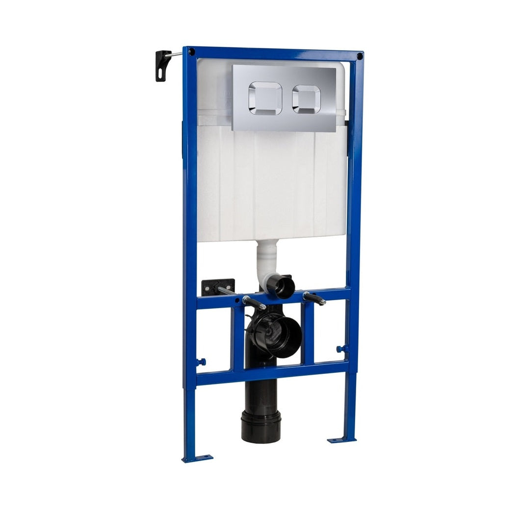 Nuie Concealed Cisterns And Frames Dual Flush Concealed Cistern Frame With Square Plate Contemporary Chrome Stainless Steel 890x520x208mm - JJ Building Materials