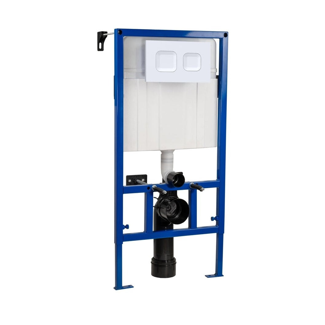 Nuie Concealed Cisterns And Frames Dual Flush Concealed Cistern Frame With Square Plate Contemporary White Stainless Steel 890x520x202mm - JJ Building Materials