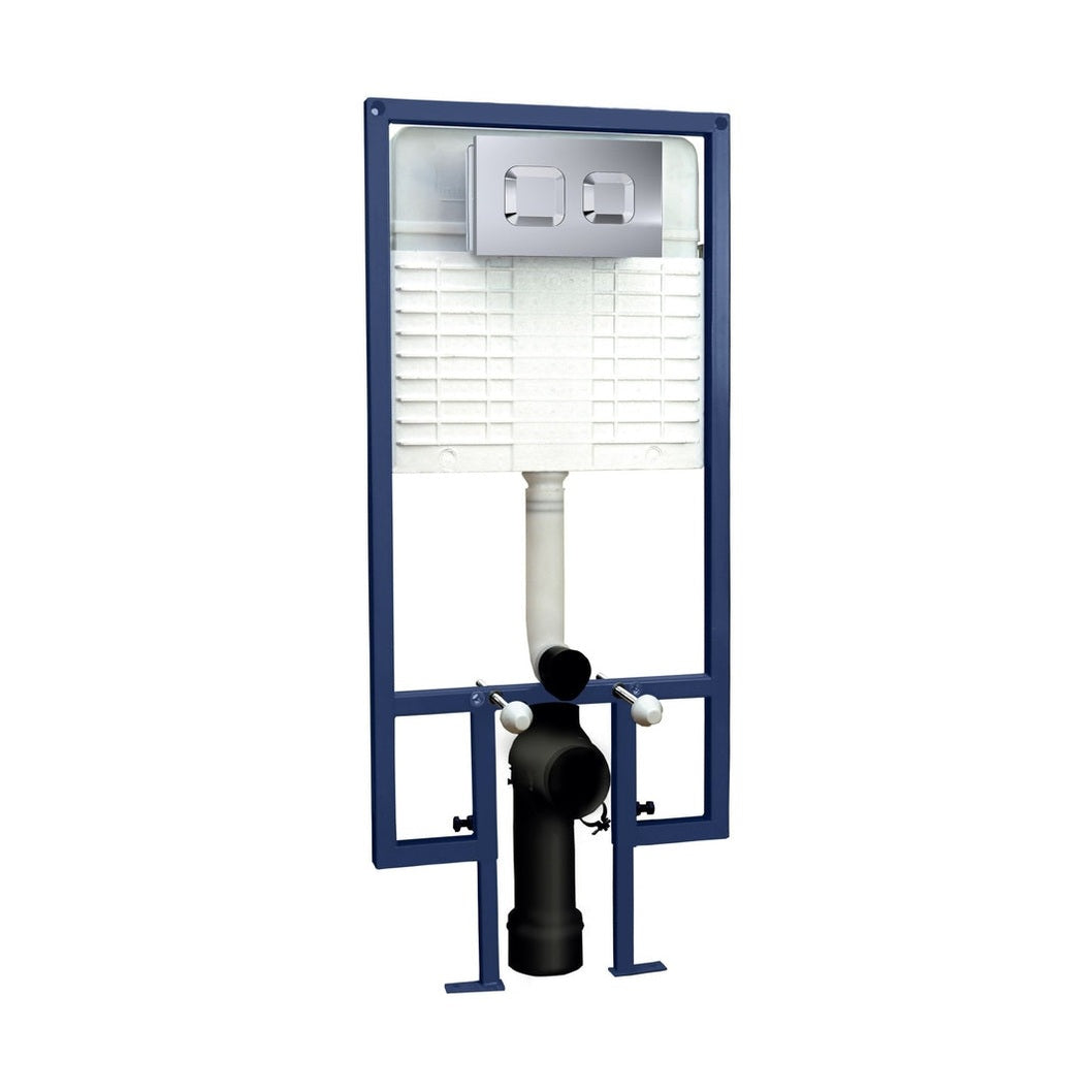 Nuie Concealed Cisterns And Frames Square Dual Flush Push Button Contemporary Chrome Stainless Steel 1136x520x204mm - JJ Building Materials