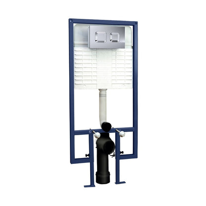 Nuie Concealed Cisterns And Frames Square Dual Flush Push Button Contemporary Chrome Stainless Steel 1136x520x204mm - JJ Building Materials