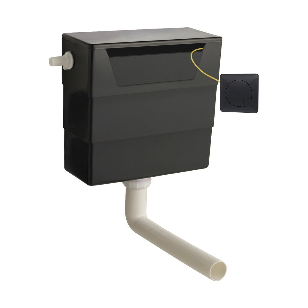 Nuie Concealed Cisterns And Frames Universal Access Cistern & Black Square Flush Plate Contemporary Polyethylene 334x303x136mm - JJ Building Materials