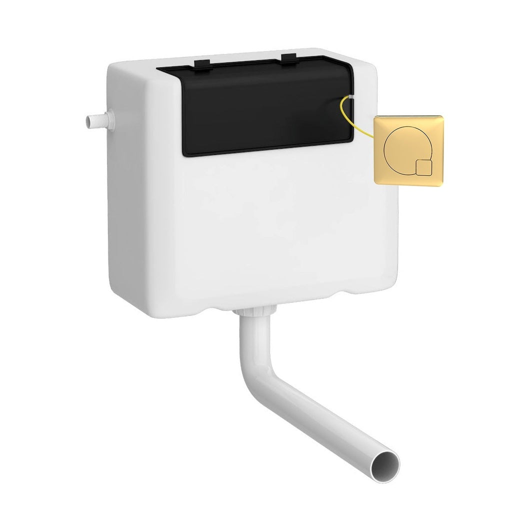 Nuie Concealed Cisterns And Frames Universal Access Cistern & Brushed Brass Square Flush Plate Contemporary Polyethylene 296x340x142mm - JJ Building Materials